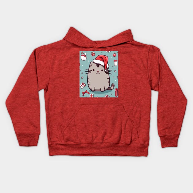 Pu-sheen Santa kitty Kids Hoodie by Love of animals